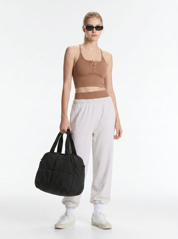 Ribbed Button Front Crop Tank Top
