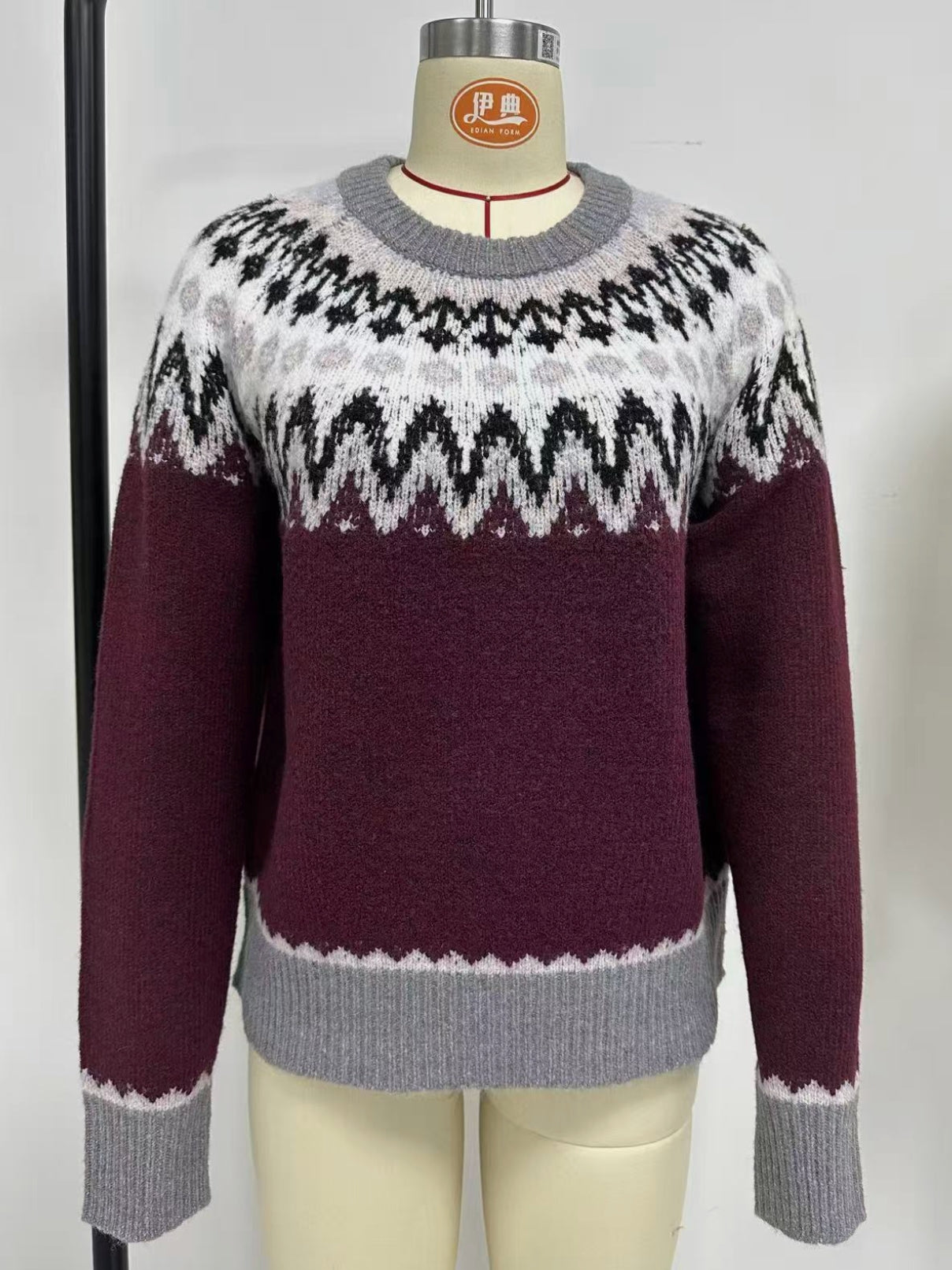 Cozy Fair Isle Pattern Pullover Sweater