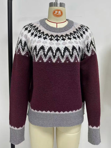 Cozy Fair Isle Pattern Pullover Sweater