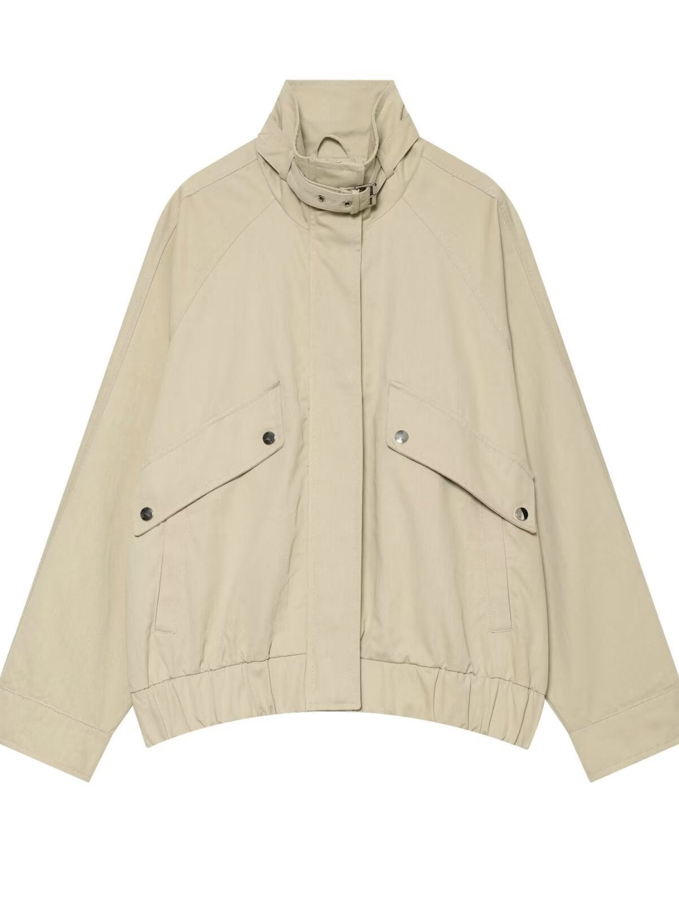 Oversized Stand Collar Utility Bomber Jacket