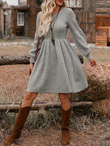 Cozy Cable Knit Sweater Dress