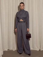 Elegant Draped Crop Trouser Set