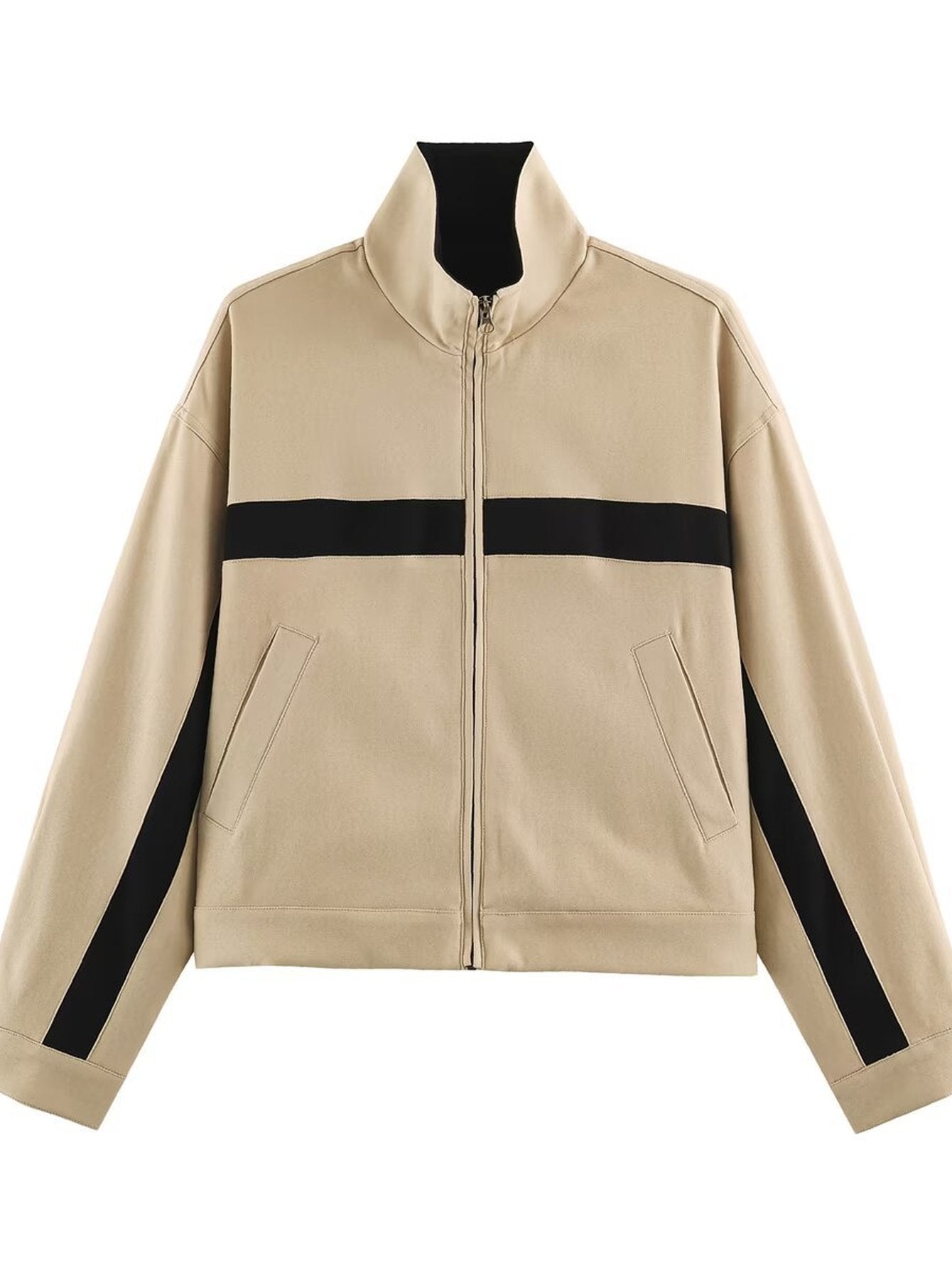 Oversized Colorblock Zip Up Jacket
