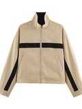 Oversized Colorblock Zip Up Jacket
