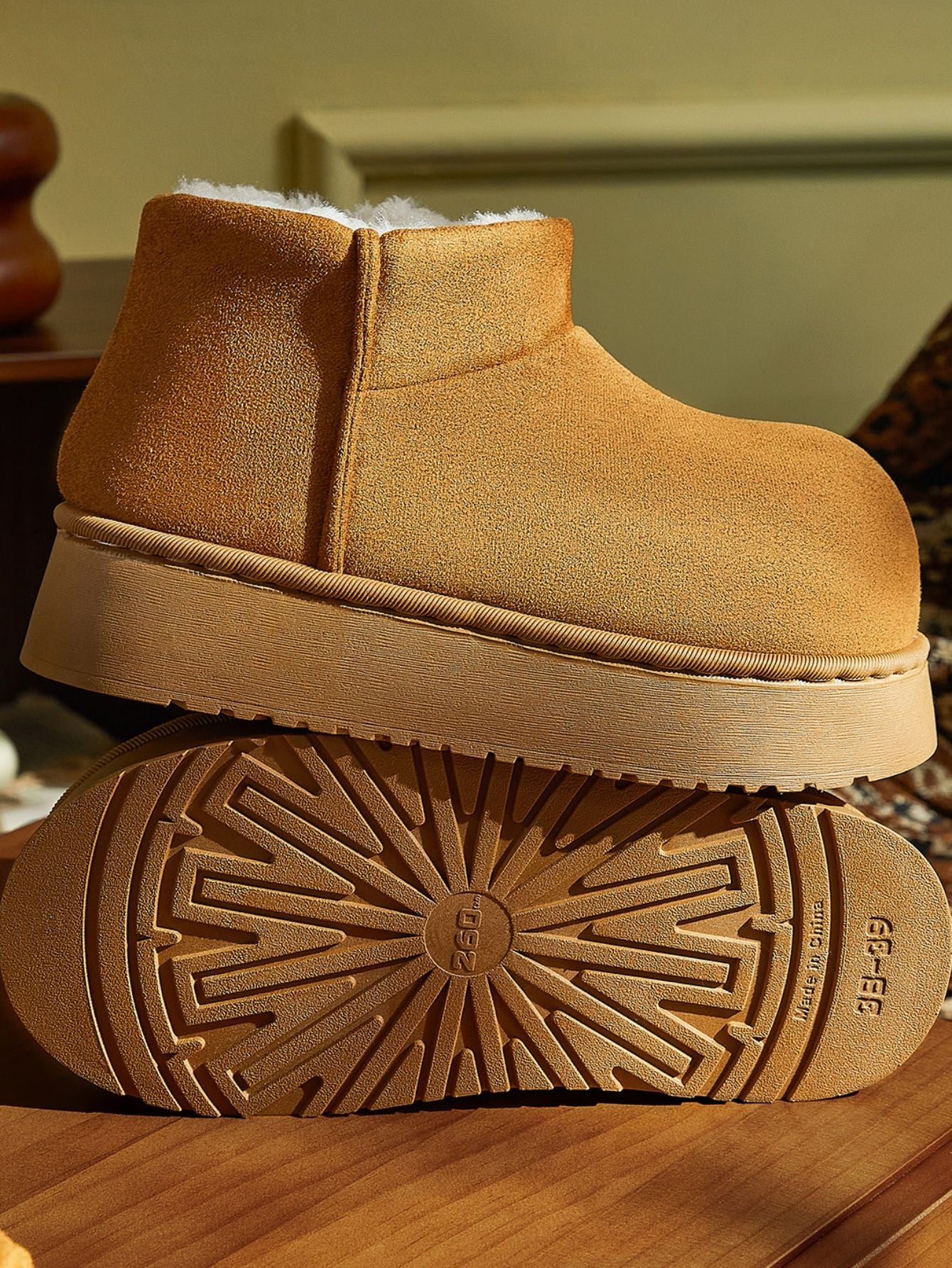 Cozy Faux Fur Platform Ankle Boots