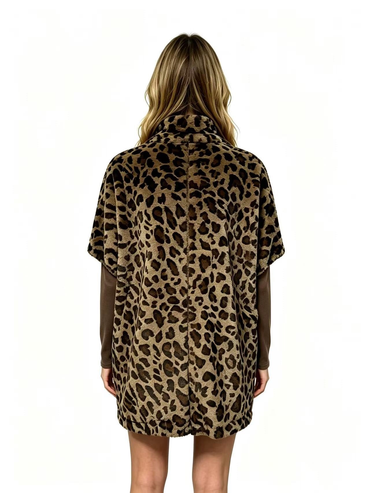 Cozy Leopard Print Faux Fur Jacket