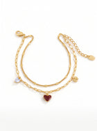 Dainty Red Heart Layered Bracelet