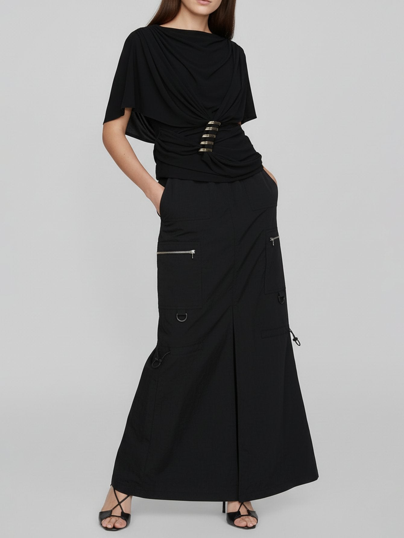 Drawstring Detail Maxi Skirt