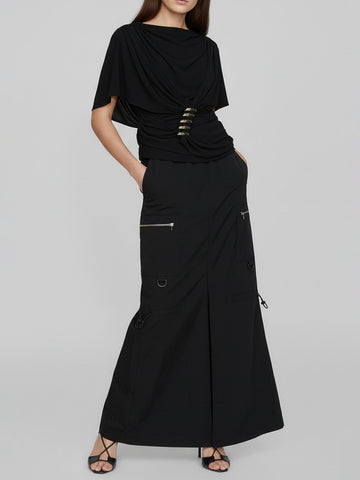 Drawstring Detail Maxi Skirt