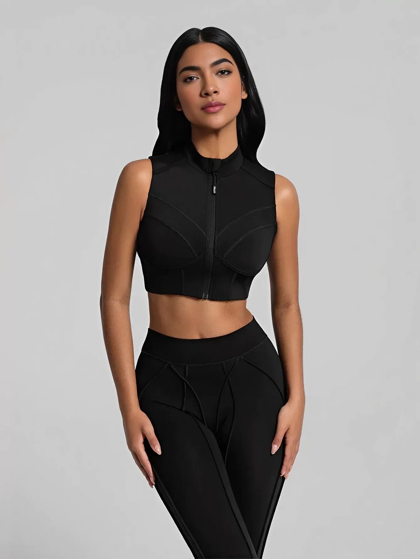 Sculpting Zip Front Athletic Tank Top