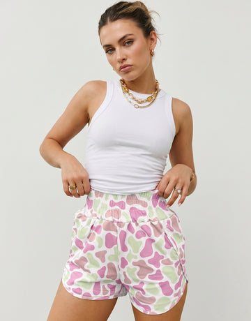 Checkered Pattern Lace Trim Shorts
