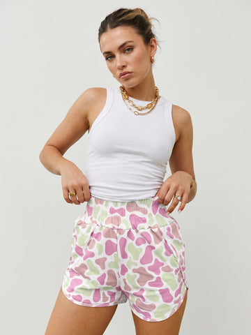 Checkered Pattern Lace Trim Shorts