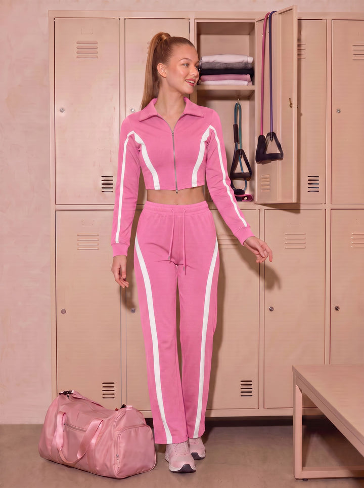 Zip Up Colorblock Lounge Pant Set