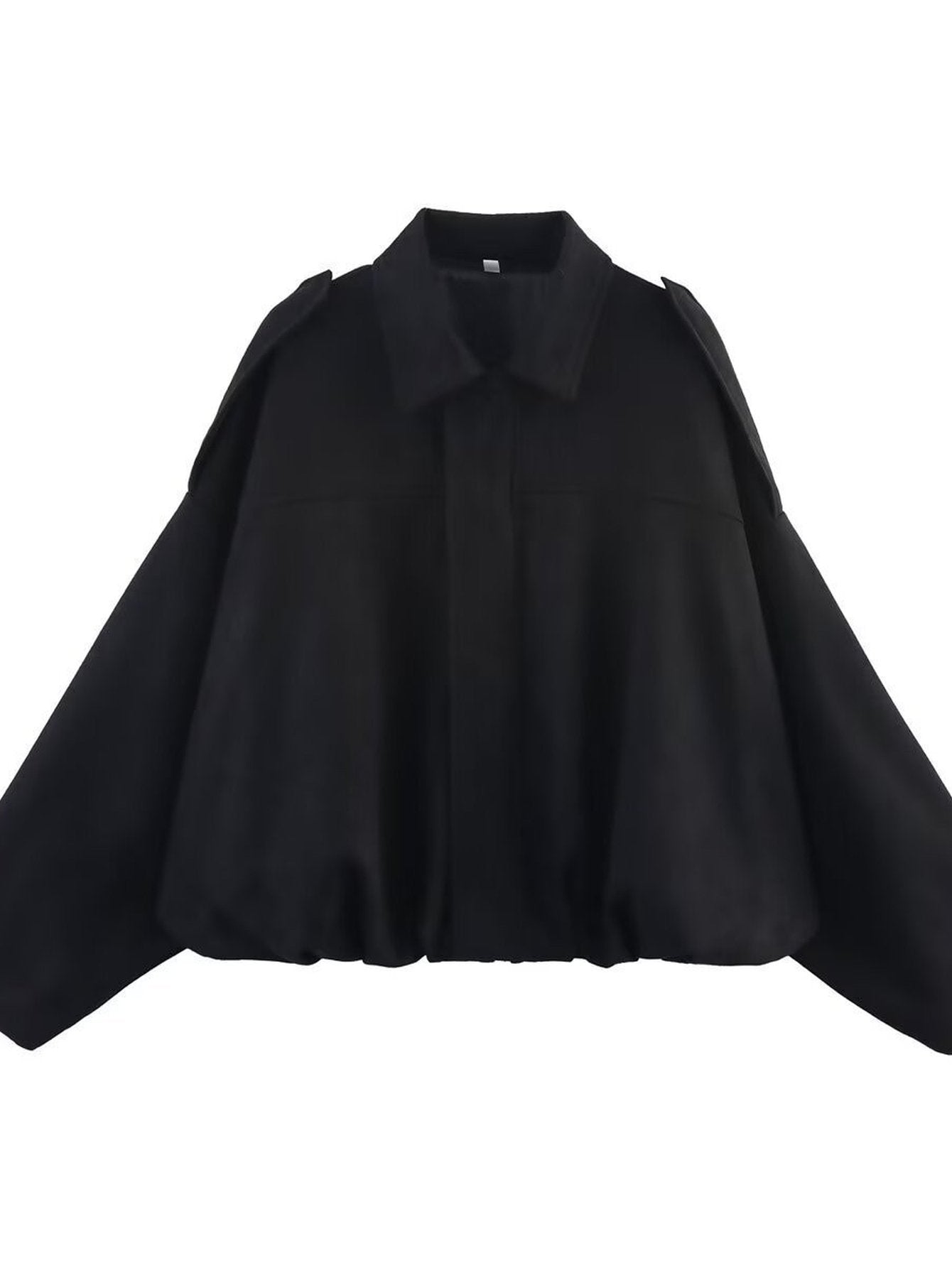 Oversized Faux Leather Bubble Hem Jacket