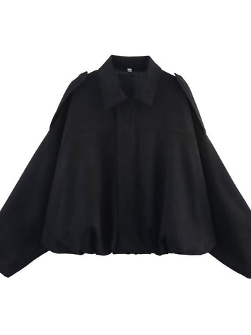 Oversized Faux Leather Bubble Hem Jacket