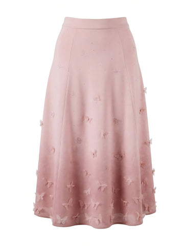 Embellished Butterfly Ombre Midi Skirt
