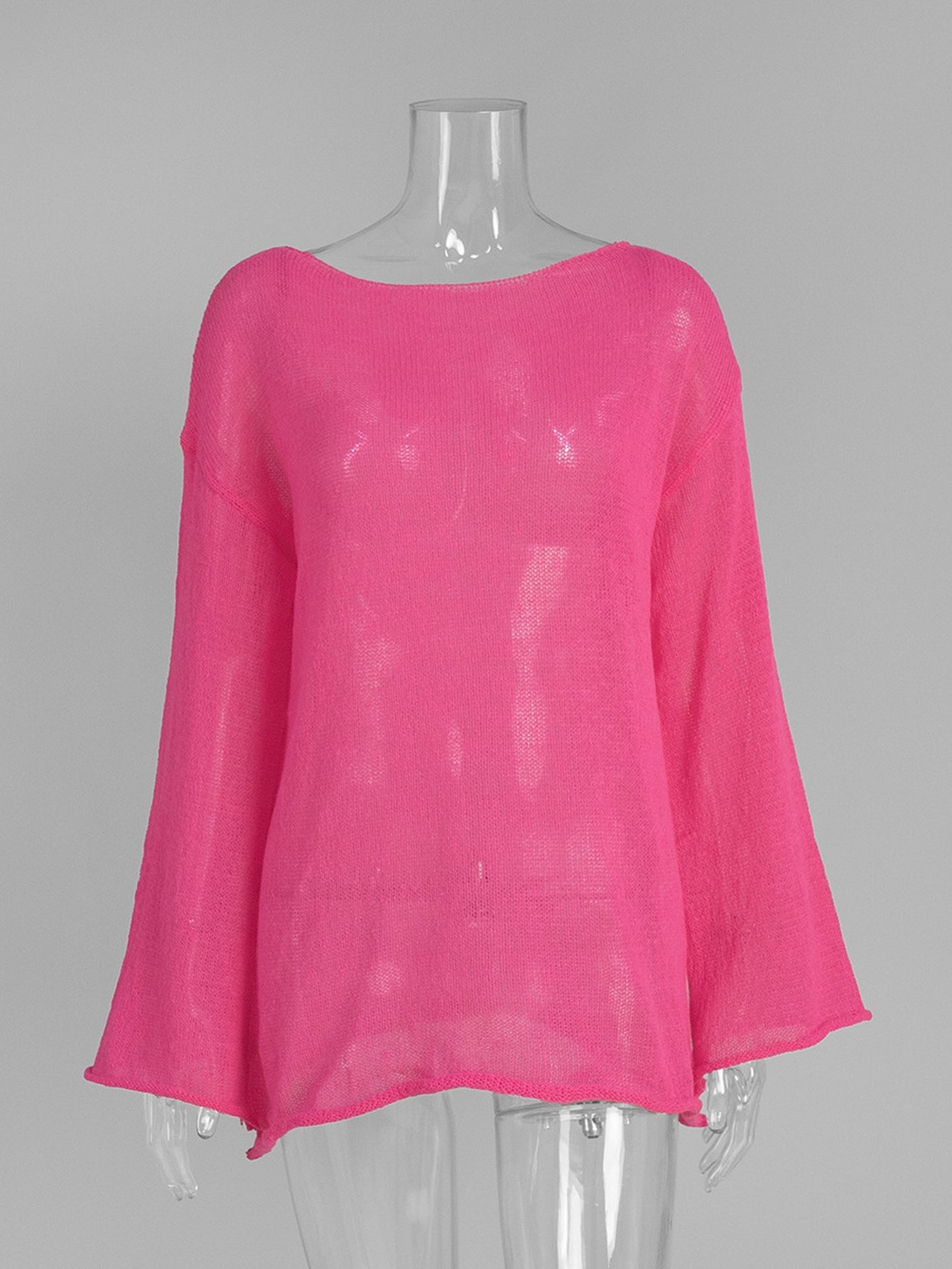 Oversized Lightweight Boat Neck Knit Sweater