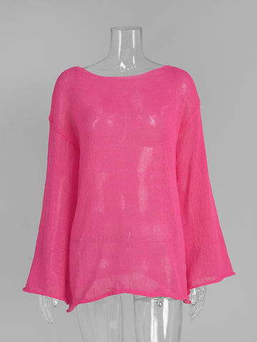Oversized Lightweight Boat Neck Knit Sweater