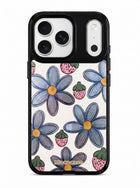Blue Floral and Strawberry Pattern Phone Case