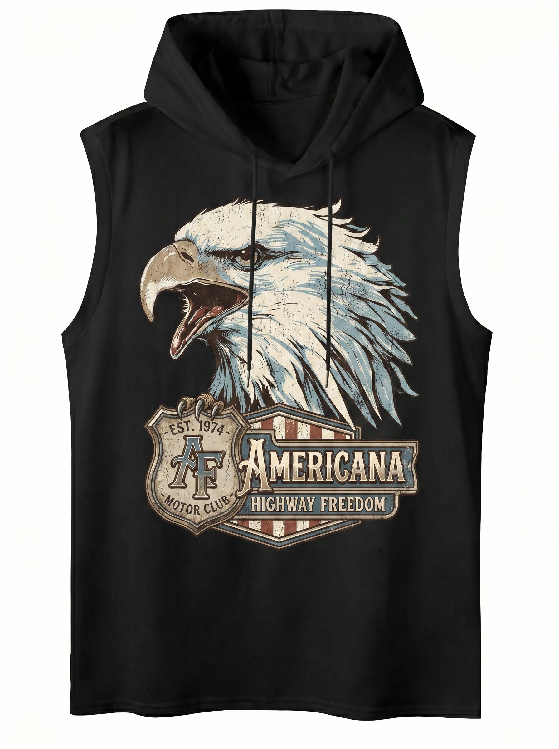 Graphic Eagle Print Hooded Tank Top