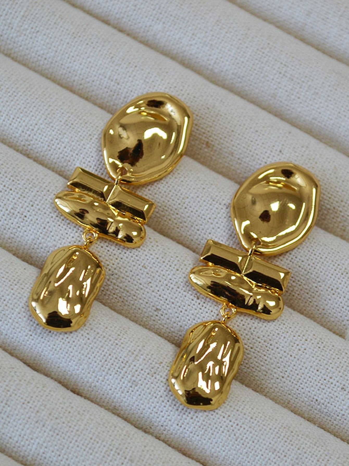 Textured Gold Statement Dangle Earrings
