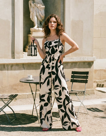 Floral Print Tie Waist Jumpsuit