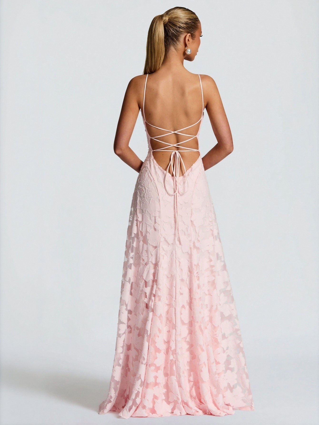 Spaghetti Strap Floral Lace Maxi Dress