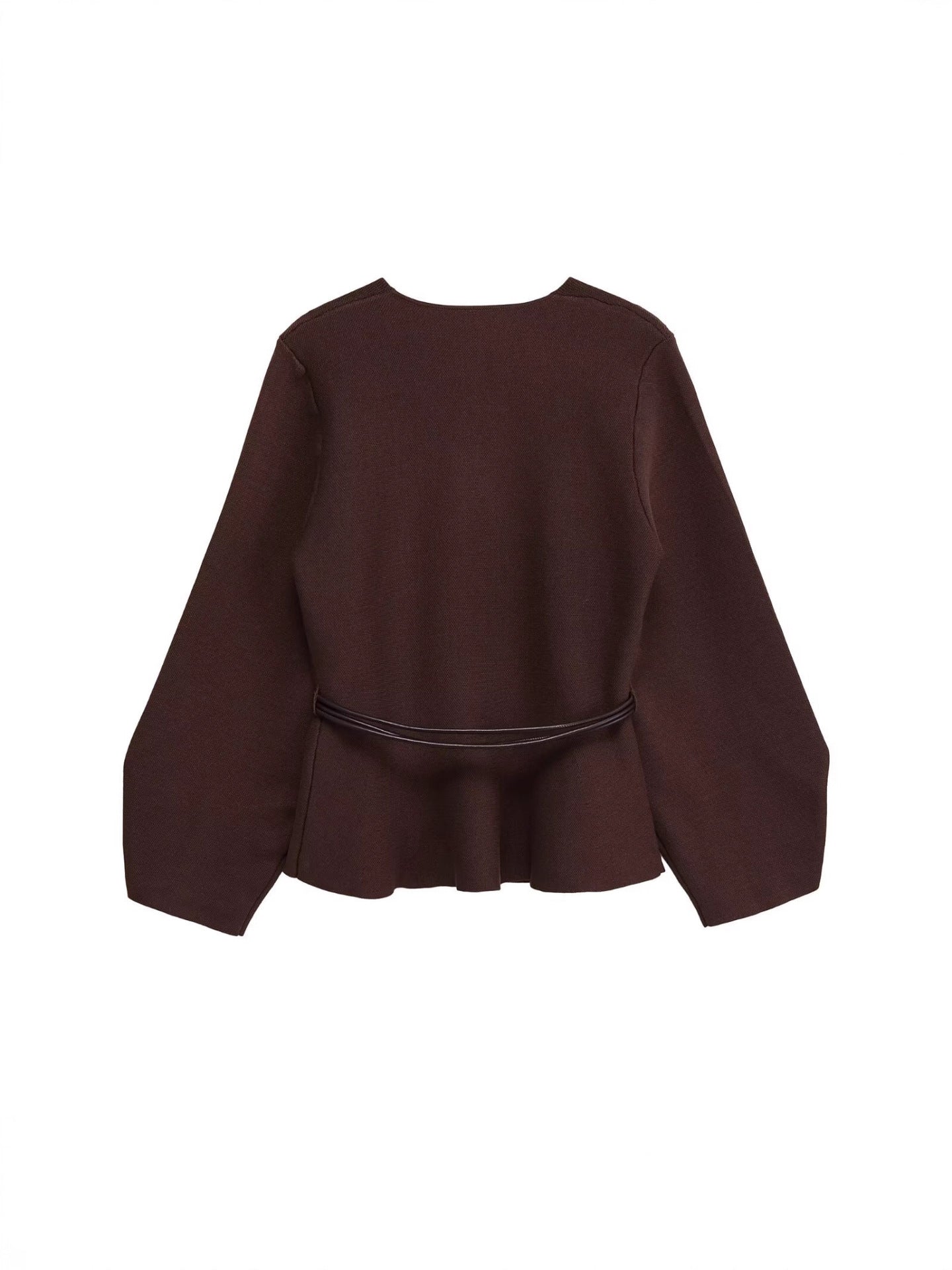 V Neck Peplum Knit Cardigan