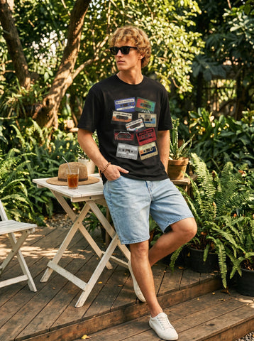 Vintage Cassette Graphic Cotton T-Shirt