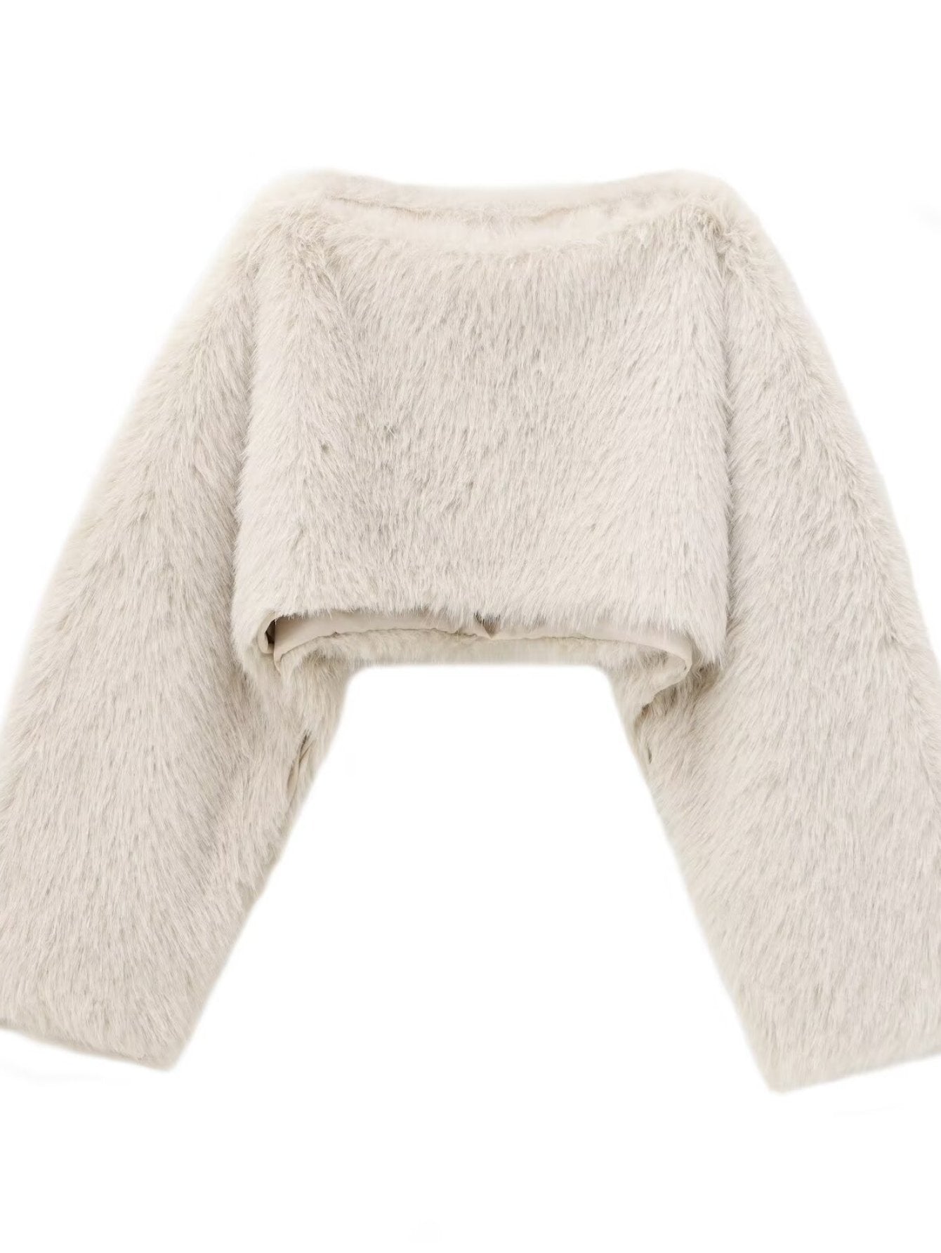 Fuzzy Cropped Long Sleeve Sweatshirt
