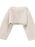 Fuzzy Cropped Long Sleeve Sweatshirt