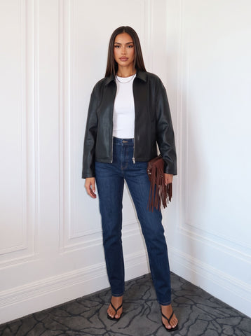 Oversized Minimalist Faux Leather Jacket