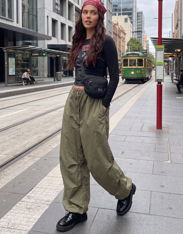 Low Rise Baggy Parachute Pants