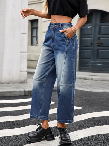 High Waisted Paneled Wide Leg Jeans