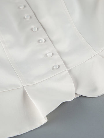 Puff Sleeve Fitted Button Down Shirt