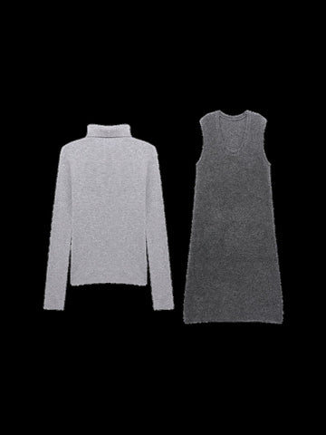 Cozy Layered Sleeveless Knit Sweater Dress