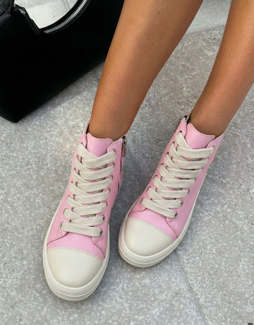 Pink High Top Zipper Sweet Sneakers
