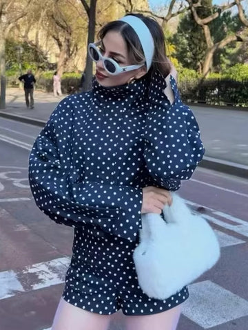 Polka Dot Cropped Jacket Set