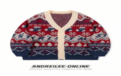 Festive Christmas Pattern Knit Cardigan