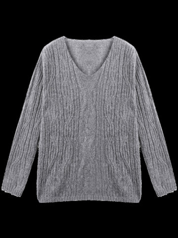 Cozy Textured V Neck Sweater
