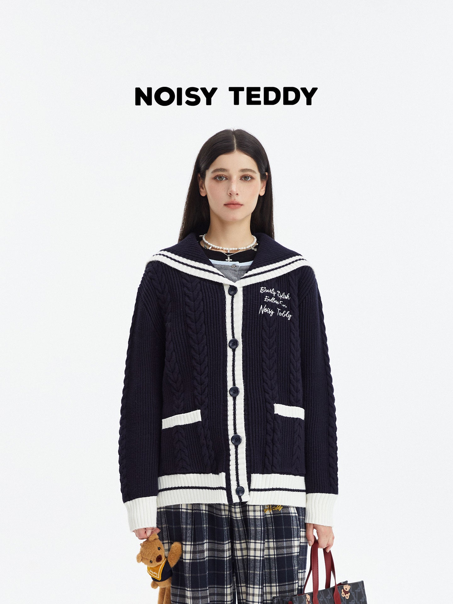 Cute Teddy Bear Sailor Cardigan