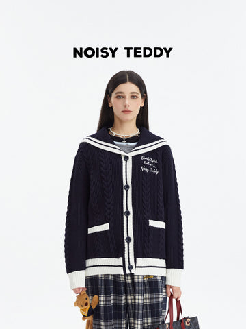 Cute Teddy Bear Sailor Cardigan
