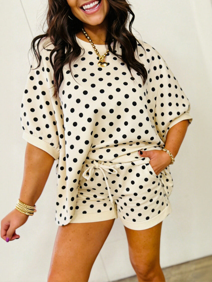 Casual Polka Dot Short Set