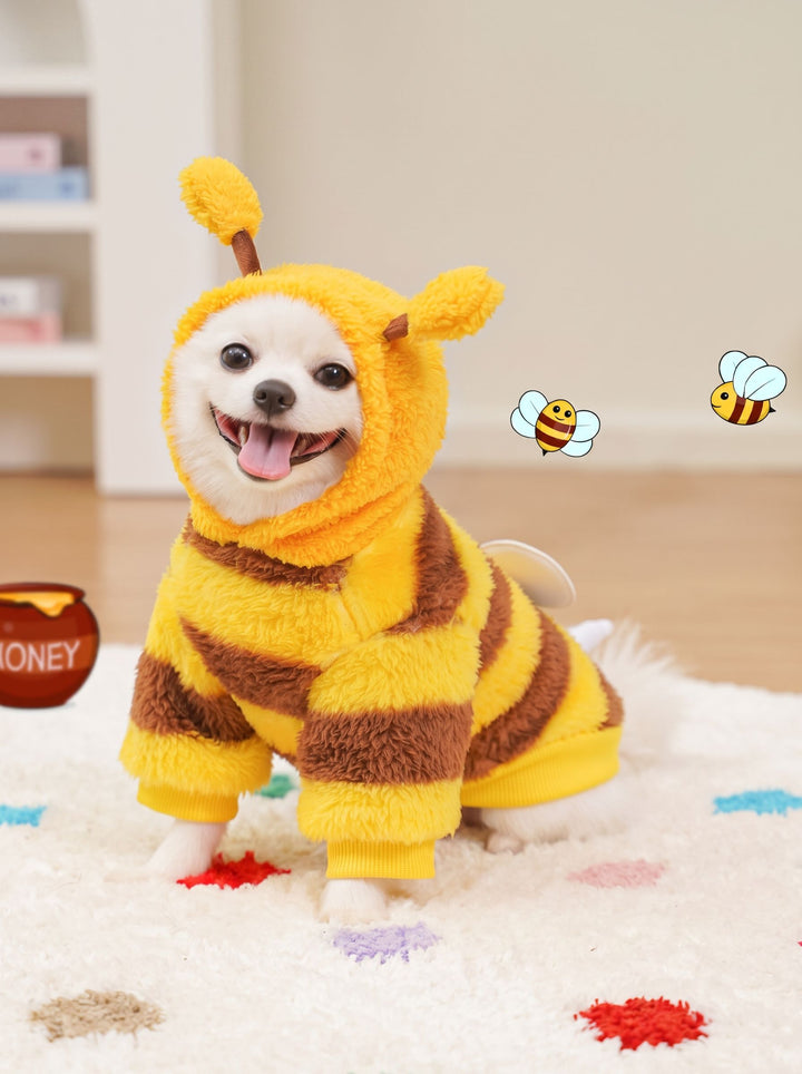 Cozy Fuzzy Bumblebee Dog Hoodie