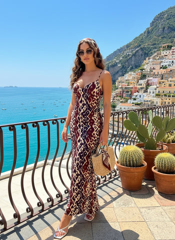 KIRA Floral Print Spaghetti Strap Bodycon Maxi Dress