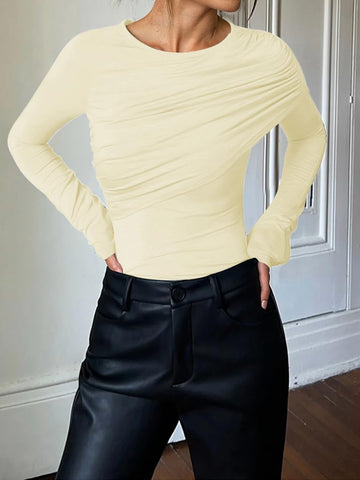 Ruched Slim Fit Long Sleeve Tee