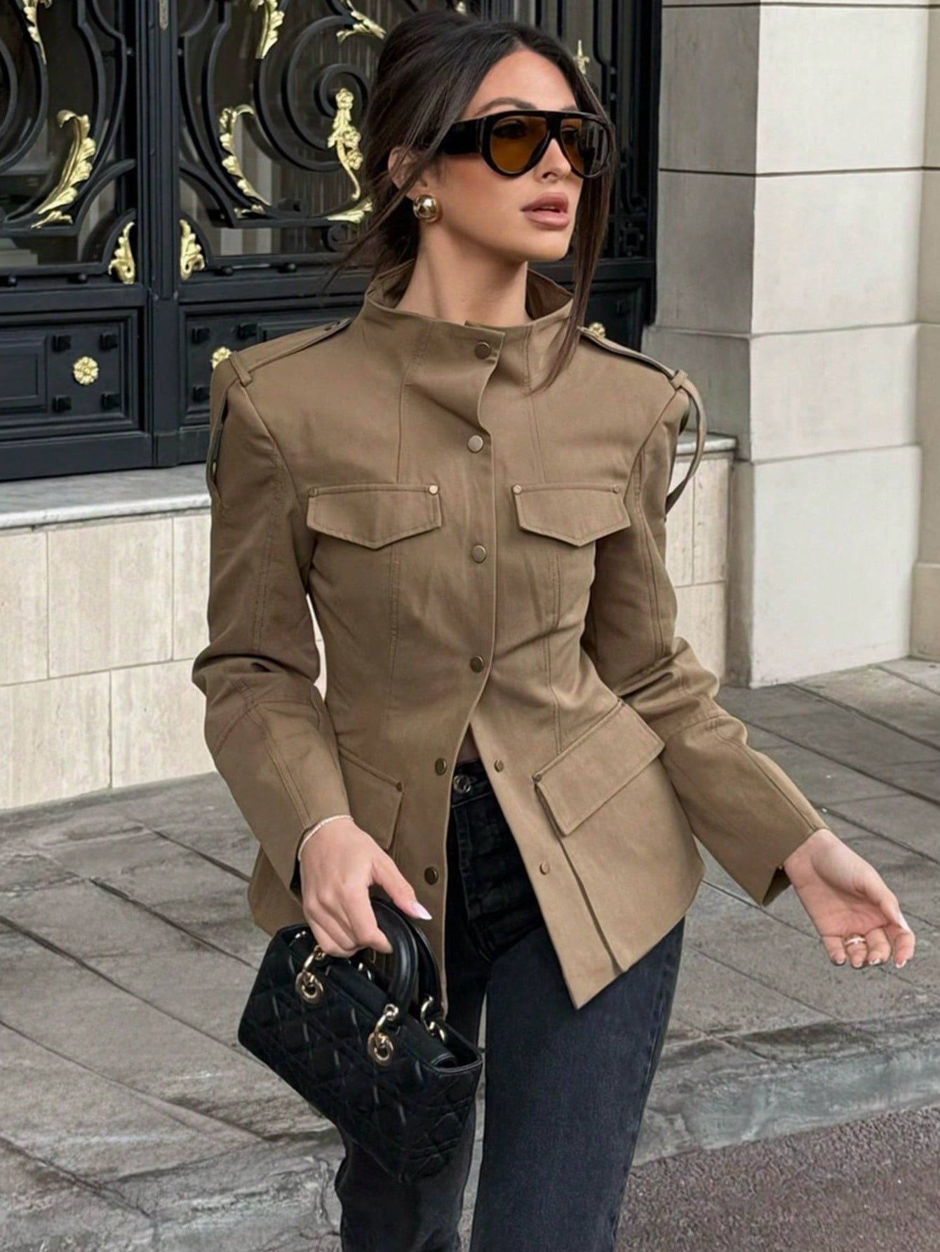 Tailored Military Style Utility Trench Jacket