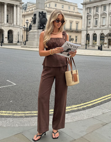 Chic Ruched Linen Pant Set