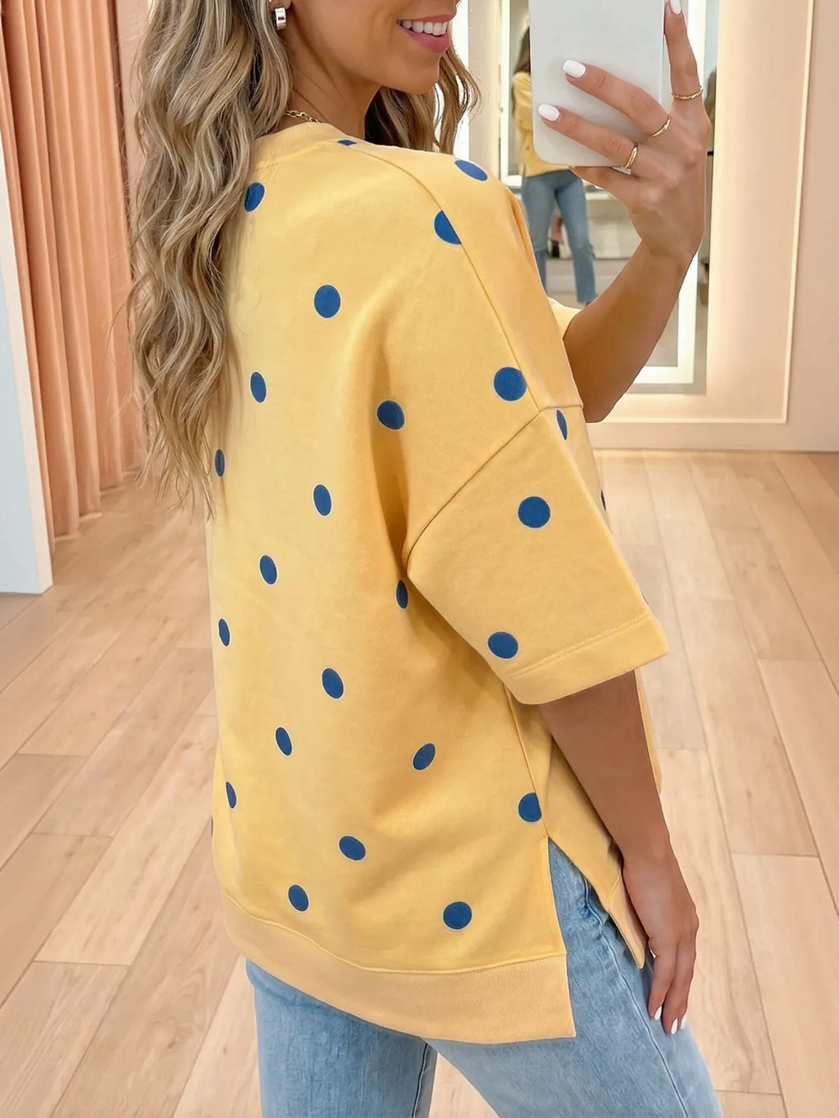 Oversized Polka Dot Crewneck Sweatshirt