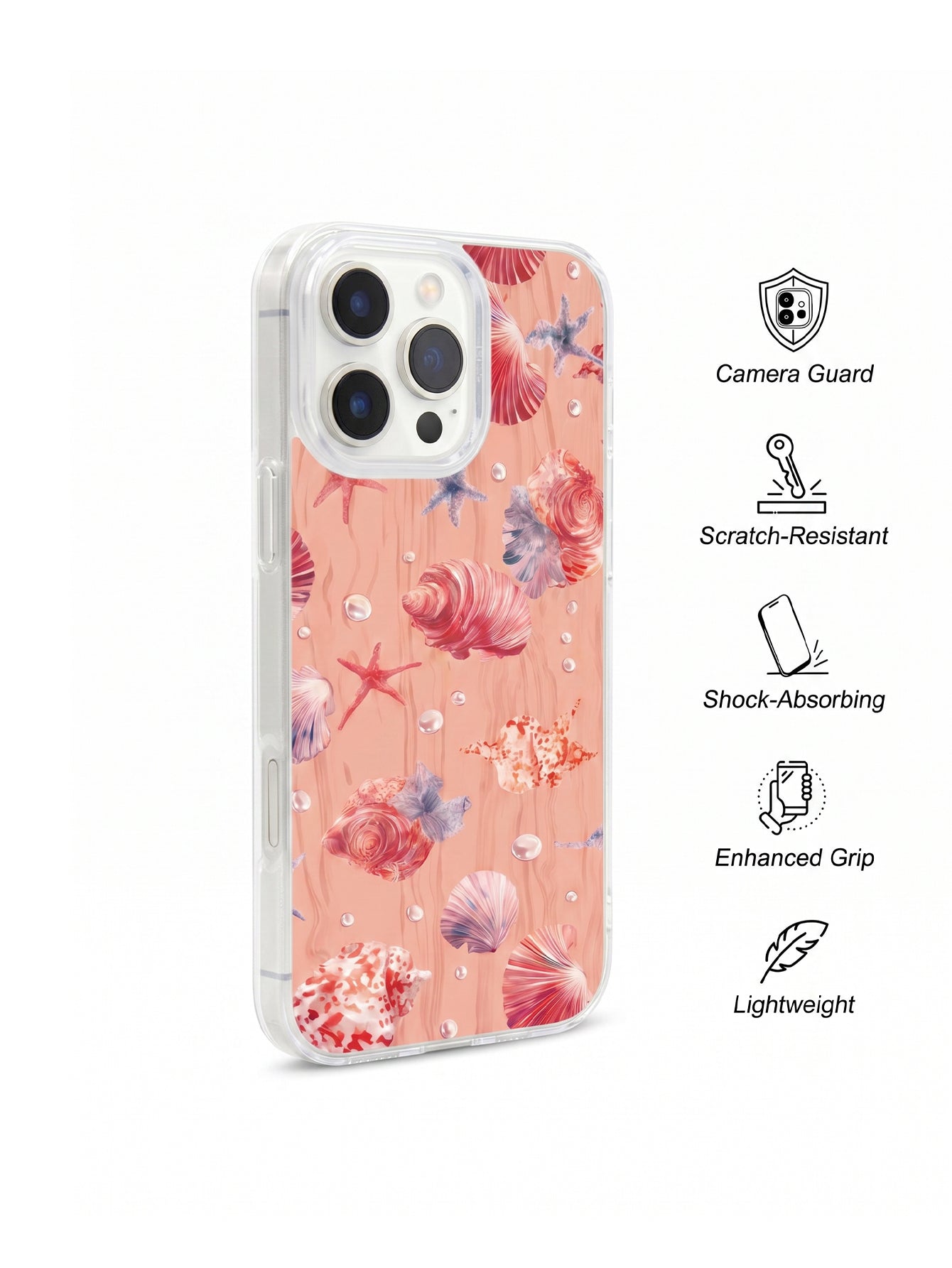 Pink Seashell Clear Protective Phone Case